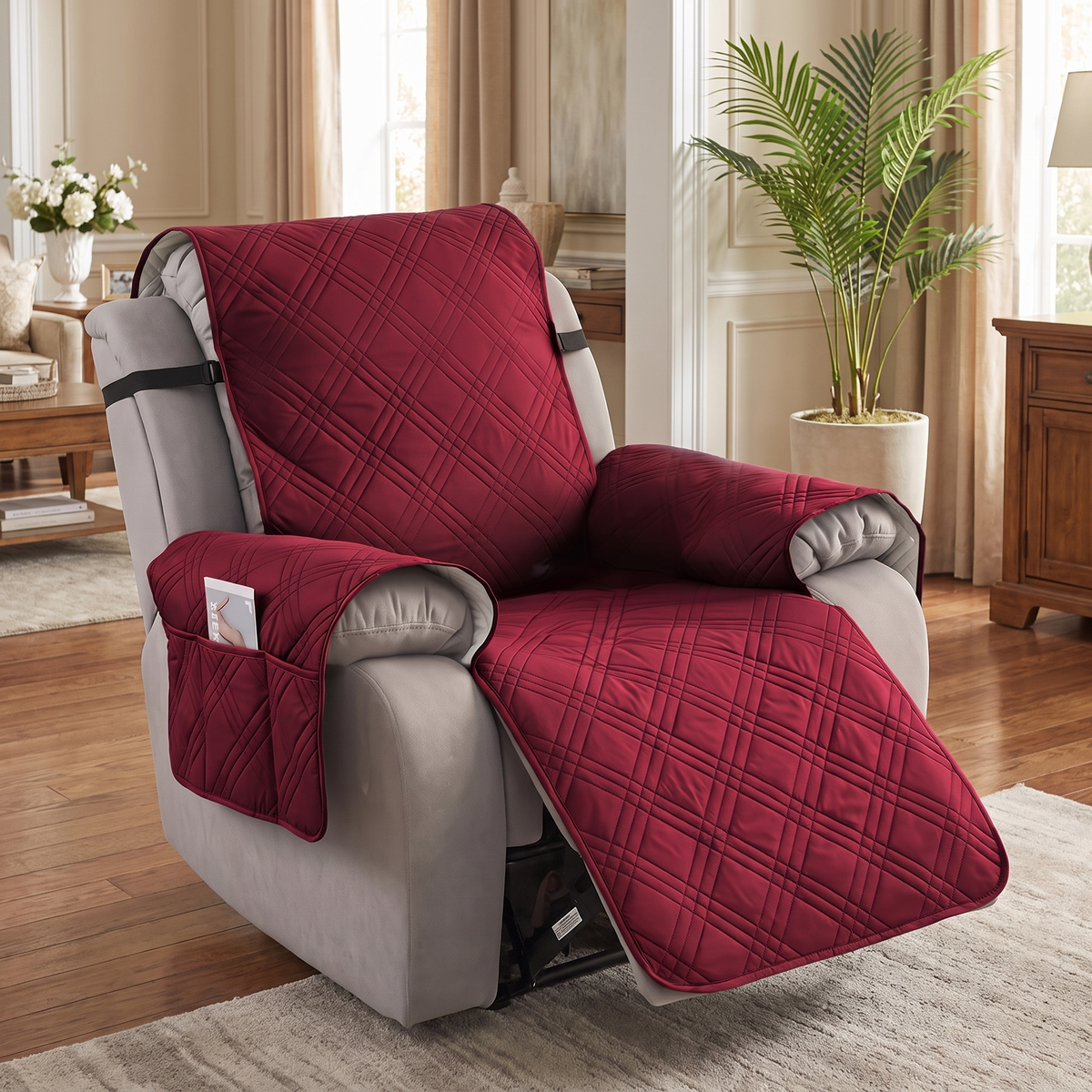 Waterproof Recliner Slipcover – Premium – three-quarter view showing fit