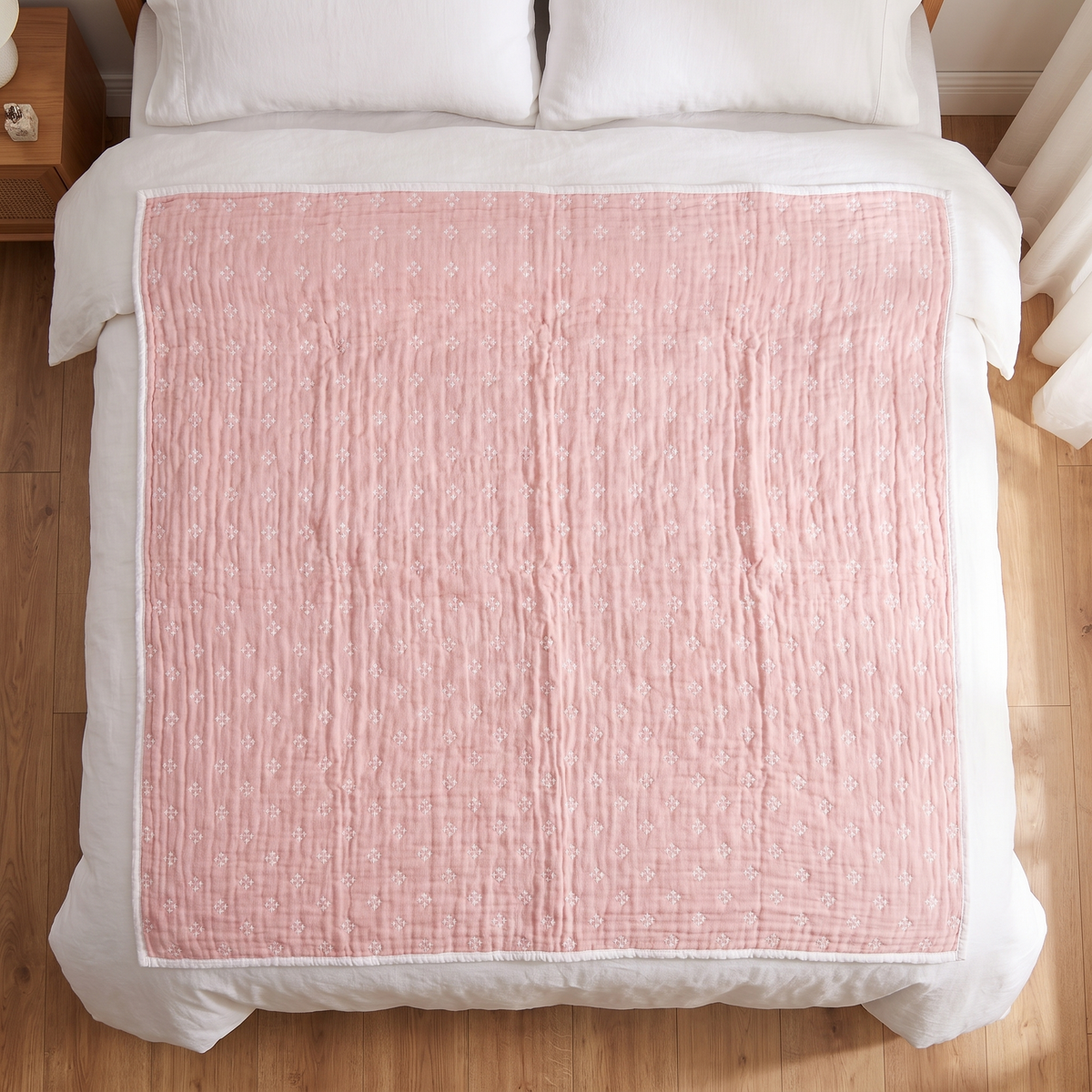 Diamond Dot Cotton Throw Blanket – full size laid flat