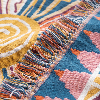 Nordic Sunburst Cotton Throw Blanket – weave close-up