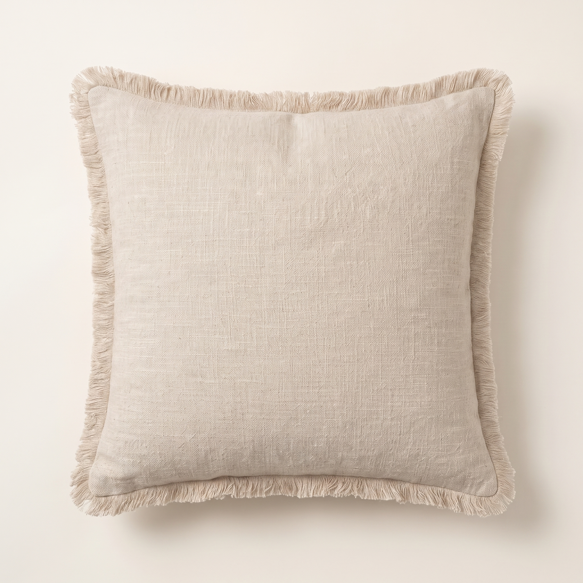 Linen Tassel Cushion Cover – Beige – front view