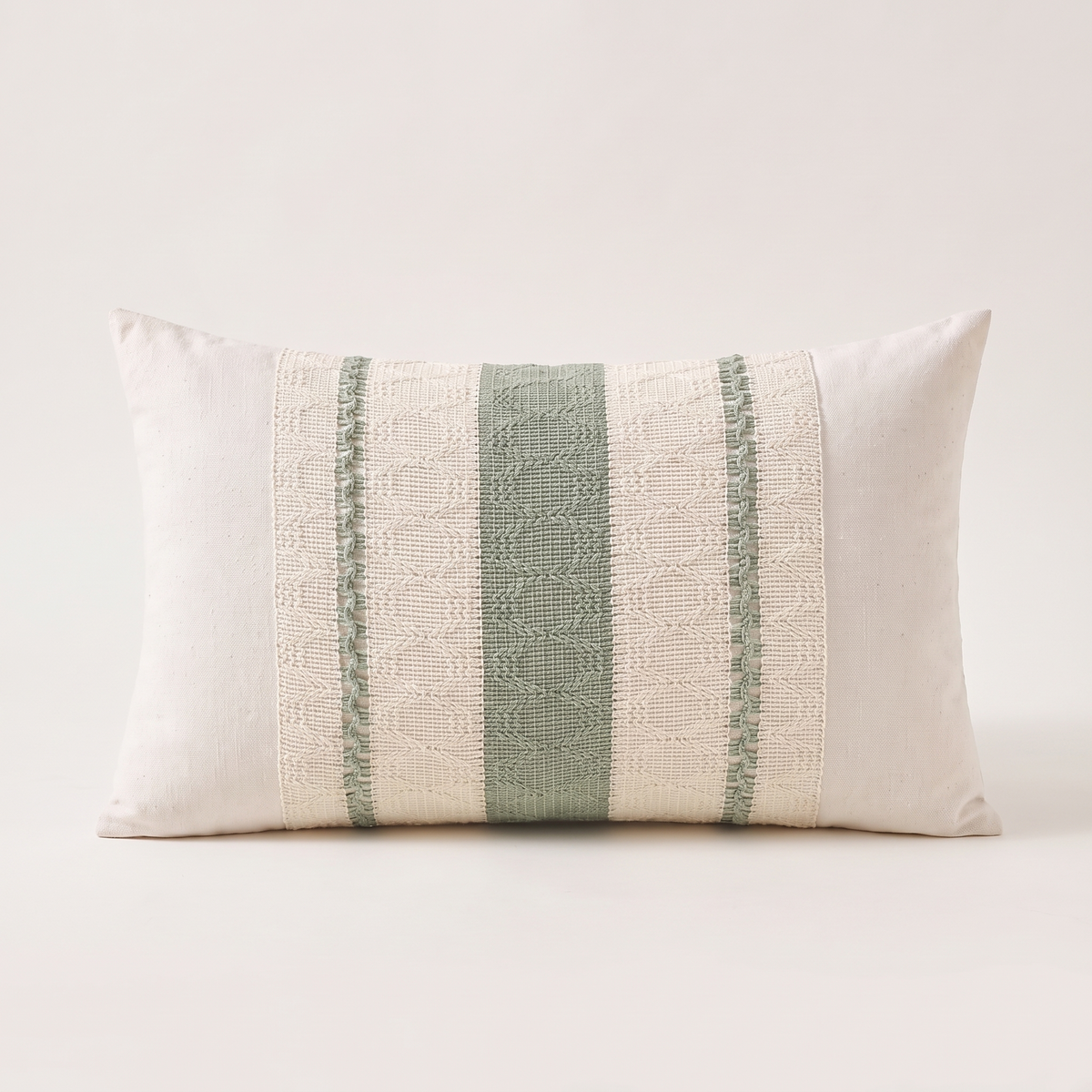 Boho Lumbar Cushion Cover – Sage Green – front view