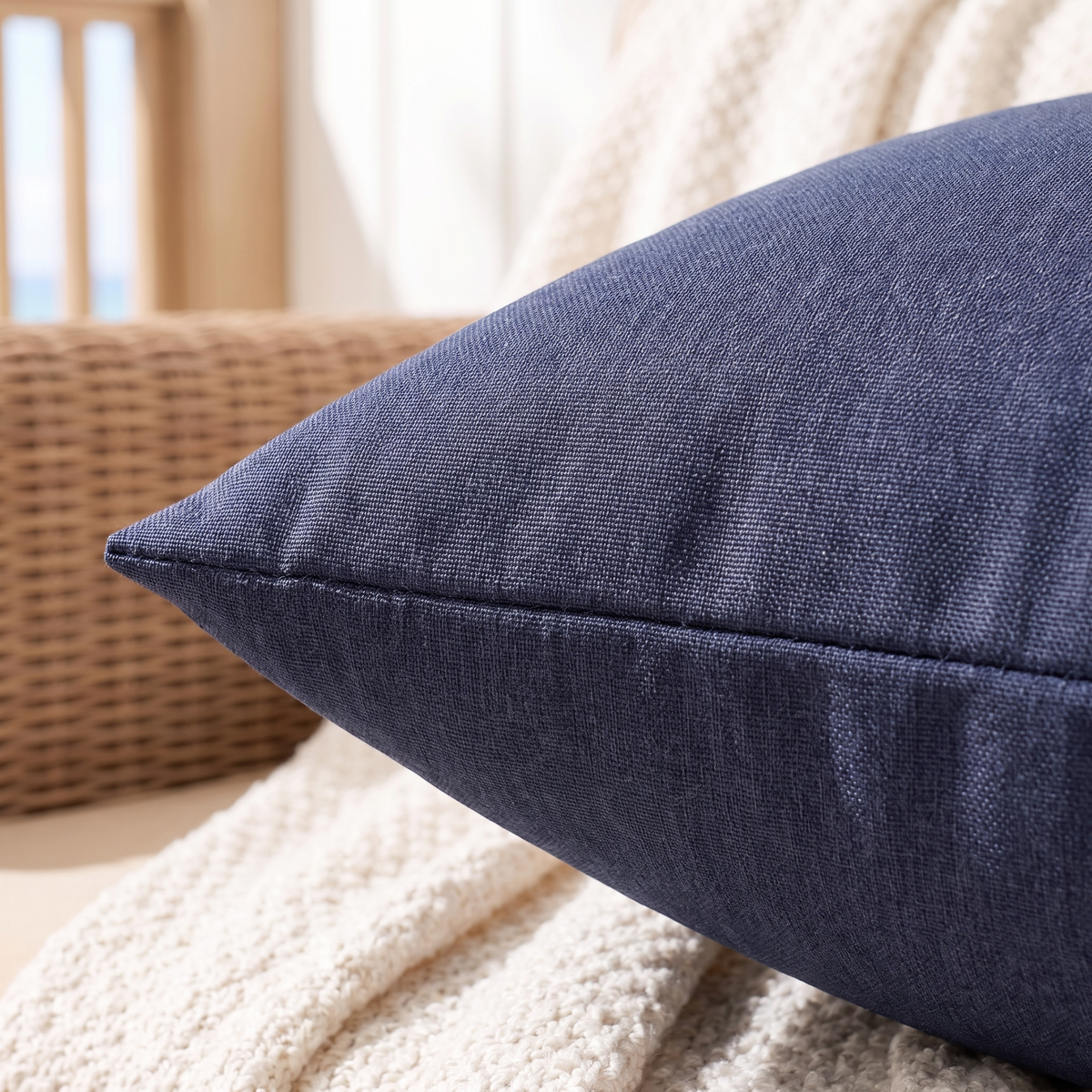 Waterproof Outdoor Cushion Cover – Navy – fabric close-up