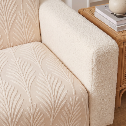 Elastic Jacquard Chair Cover – Textured Weave – tucked edge detail