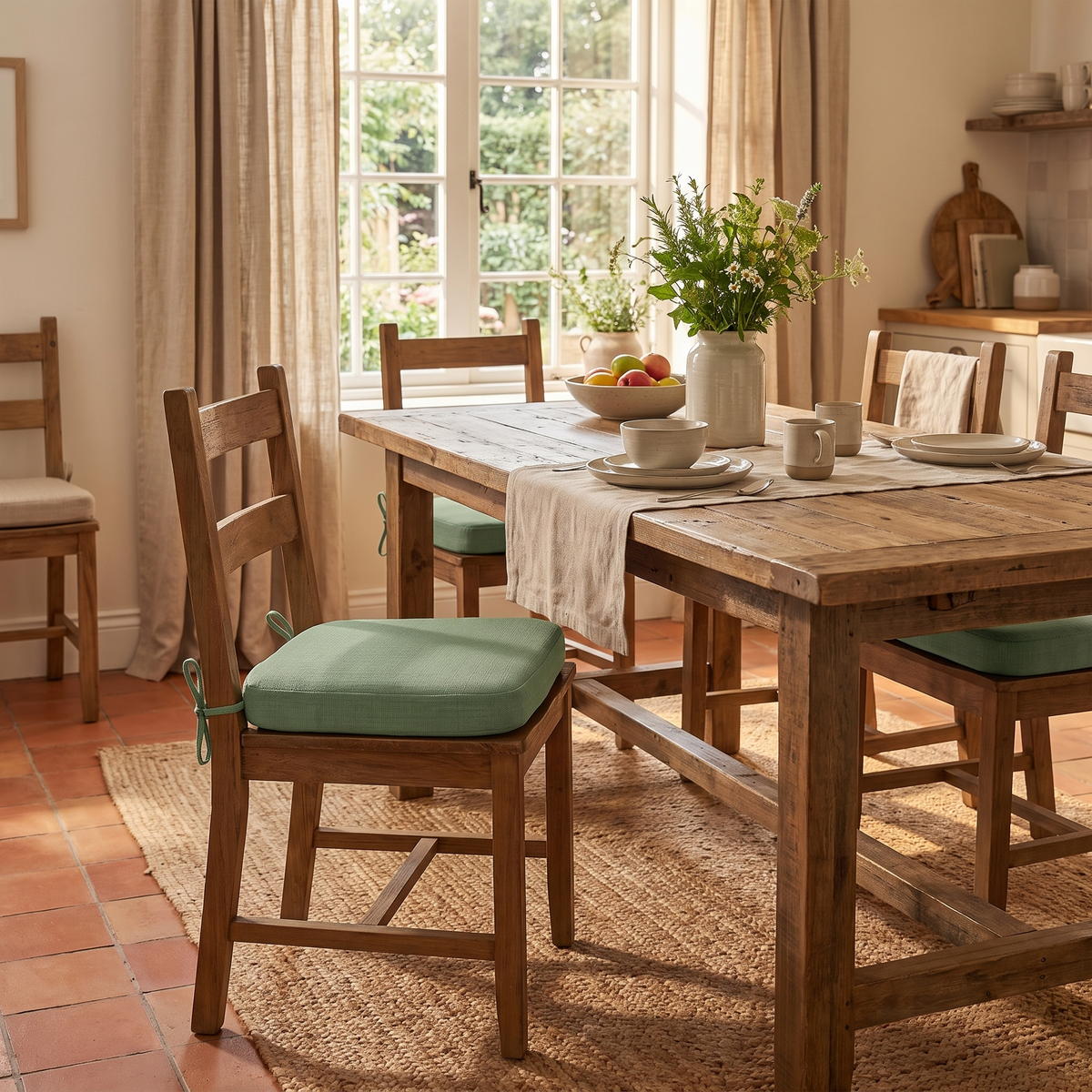 Memory Foam Dining Chair Pad with Ties – styled in a second room