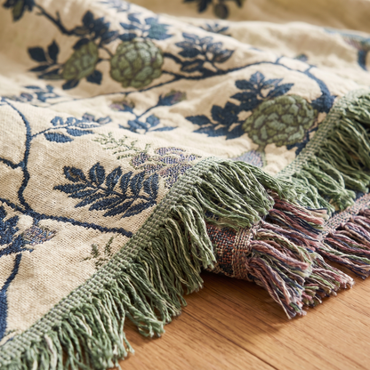 Ornate Multi-Layer Cotton Throw Blanket – weave close-up
