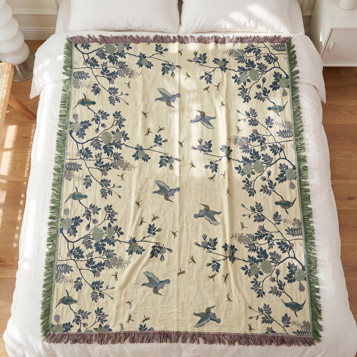 Ornate Multi-Layer Cotton Throw Blanket – full size laid flat