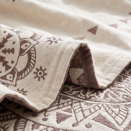Mandala Reversible Cotton Throw Blanket – weave close-up