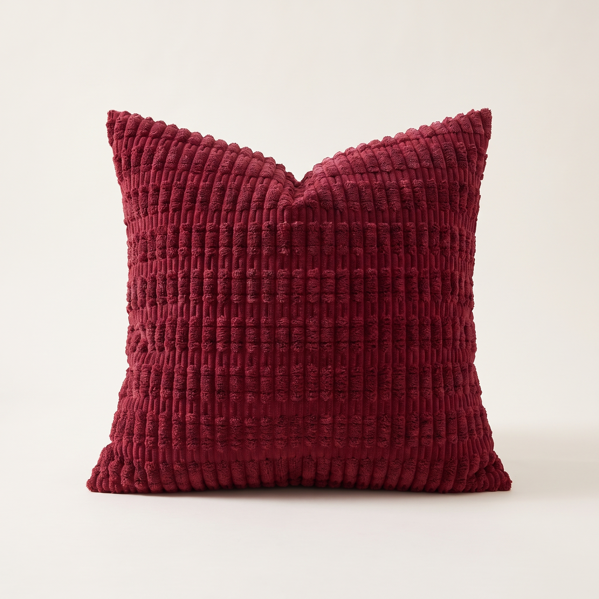 Plush Corduroy Christmas Cushion Cover – Burgundy – front view