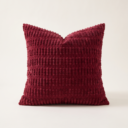 Plush Corduroy Christmas Cushion Cover – Burgundy – front view