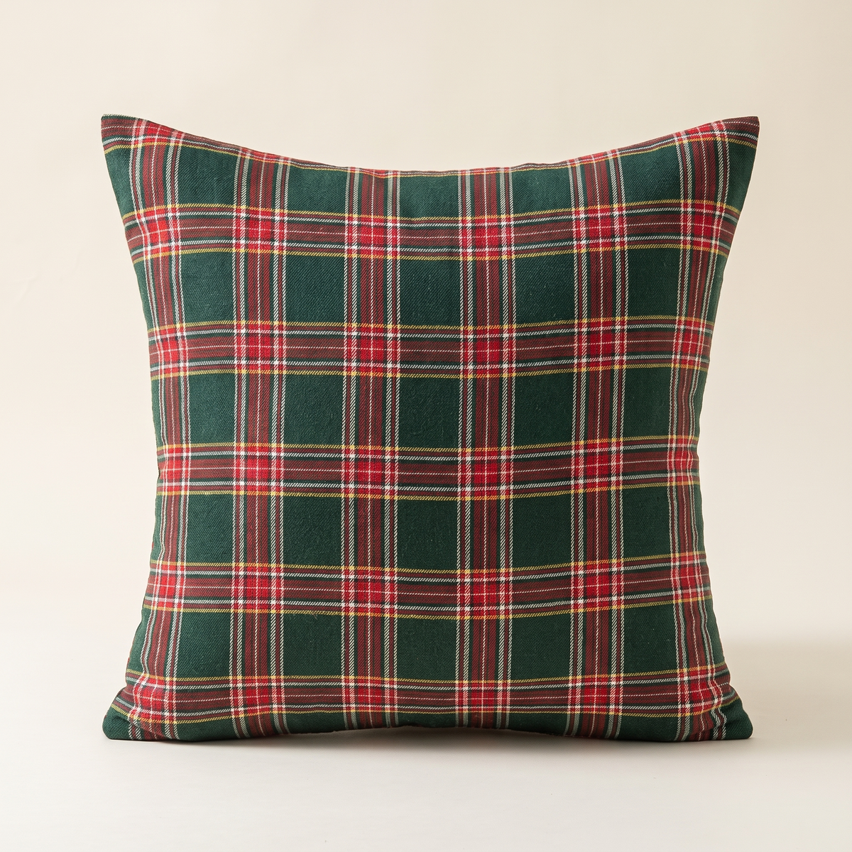 Christmas Plaid Cushion Cover – Green & Red – front view