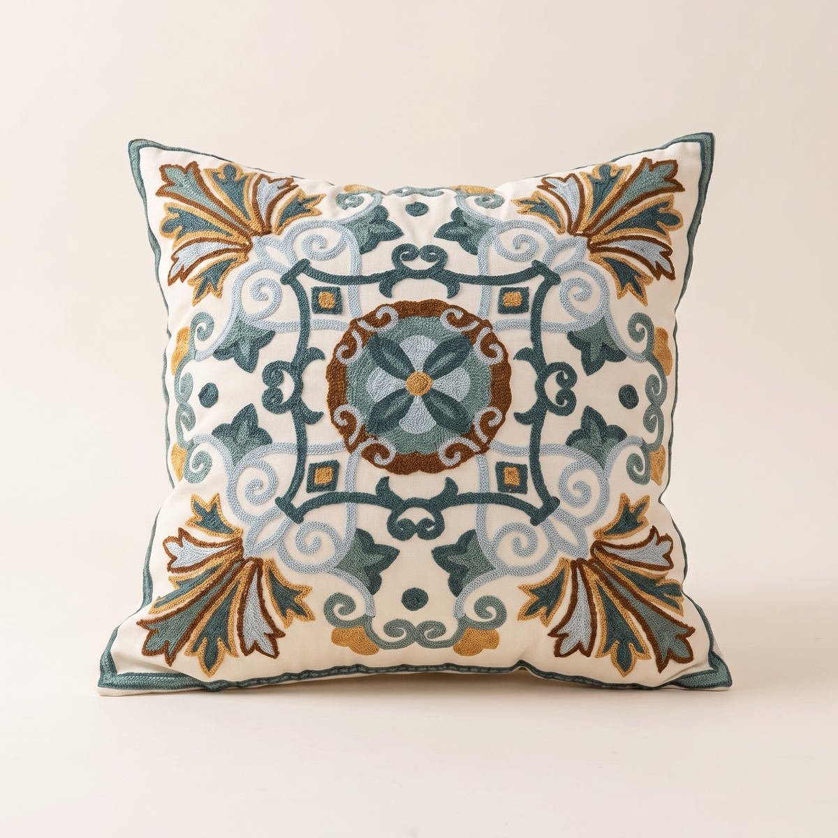 Embroidered Vintage Cushion Cover – front view