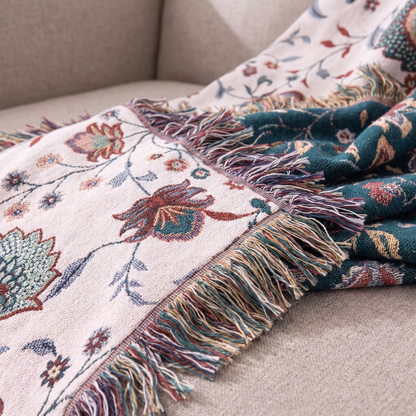 Vintage Reversible Soft Cotton Throw Blanket – weave close-up