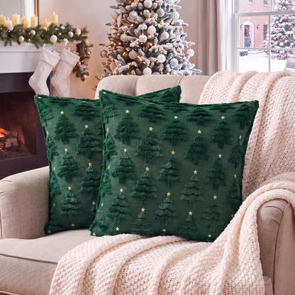 Christmas Tree Cushion Cover – Green – styled on an armchair