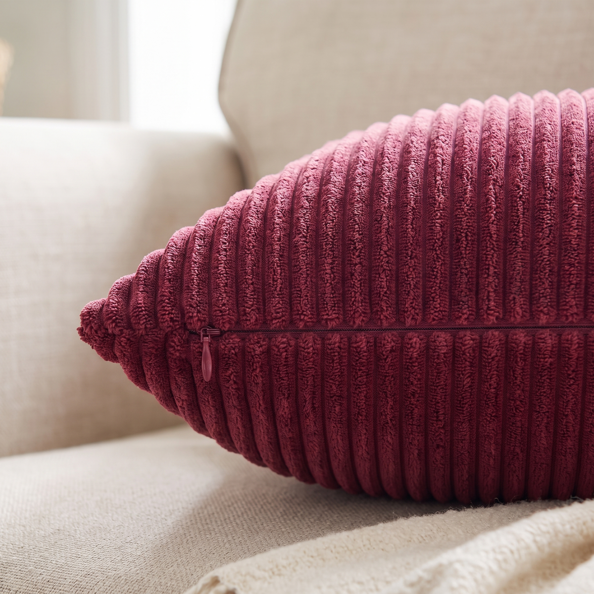 Rustic Corduroy Cushion Cover – fabric close-up