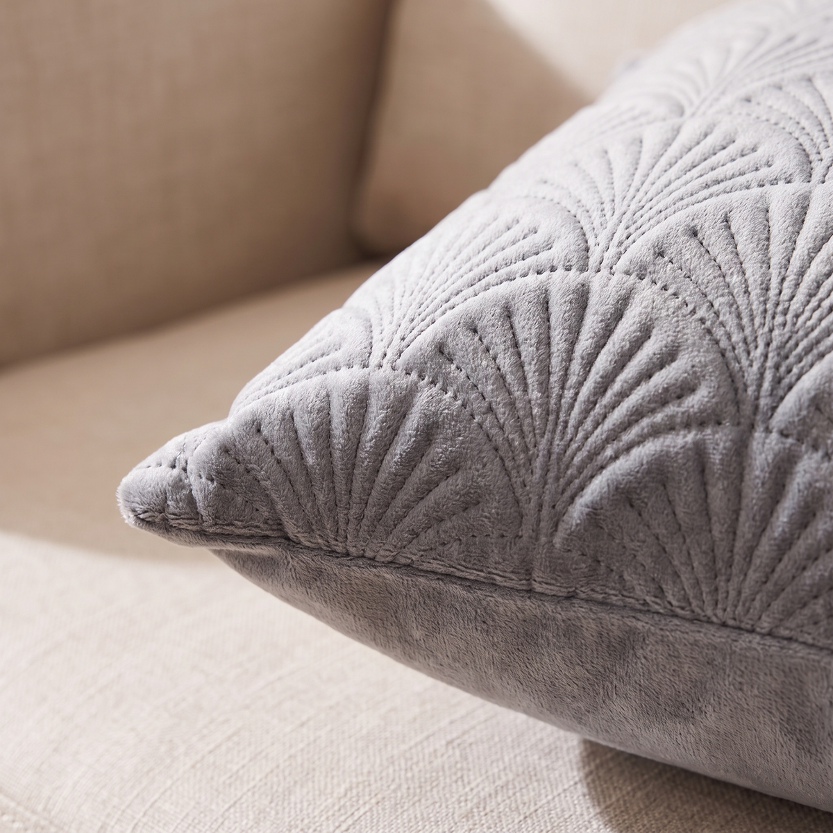 Velvet Shell Cushion Cover – Coastal – fabric close-up
