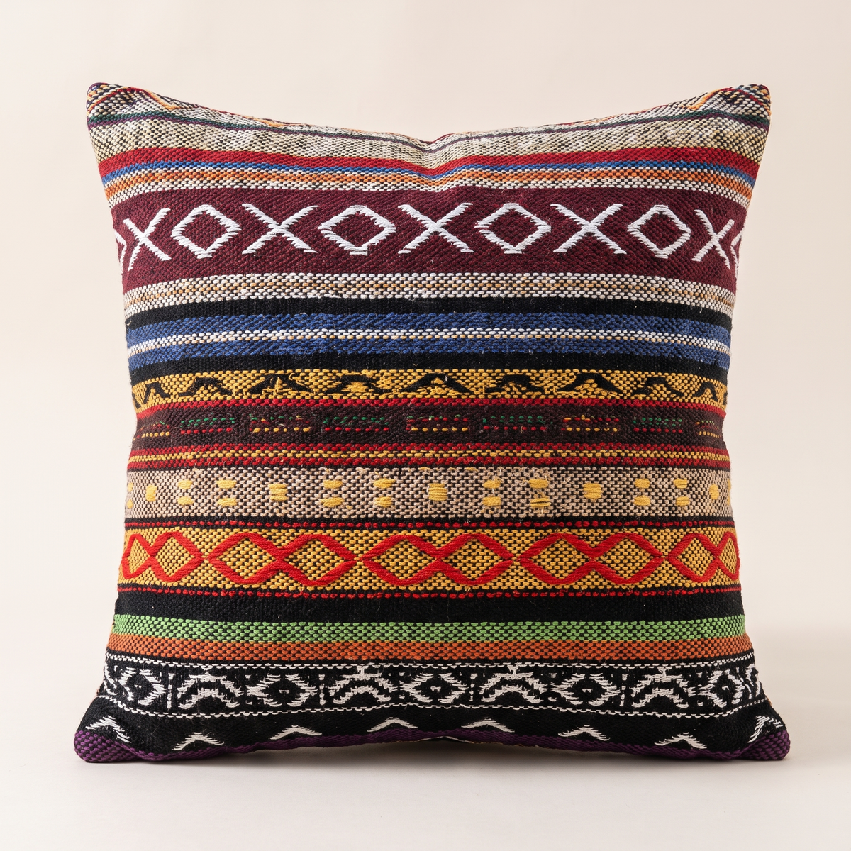 Boho Geometric Cushion Cover – Tribal Print – front view