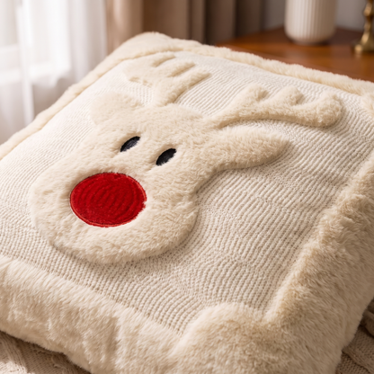 Fluffy Faux Fur Christmas Cushion Cover – White – pattern and fabric close-up