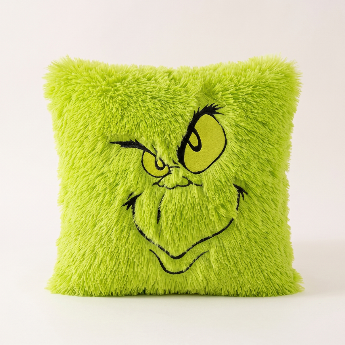 Faux Fur Christmas Cushion Cover – Green – front view