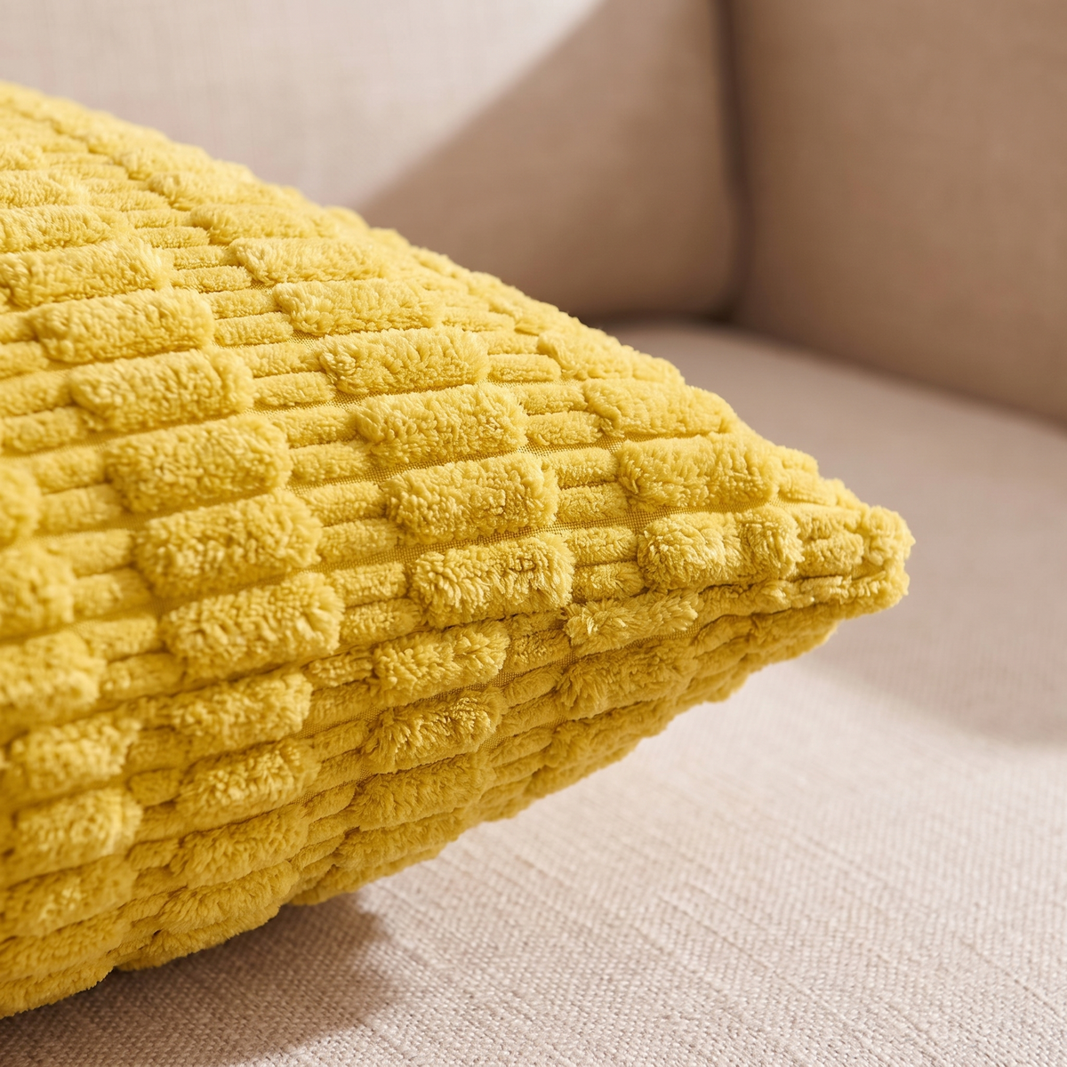 Plush Ridge Cushion Cover – Channel Texture – fabric close-up