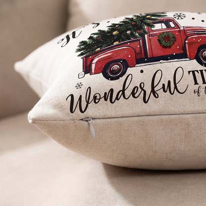 Farmhouse Winter Holiday Cushion Cover Collection – print close-up