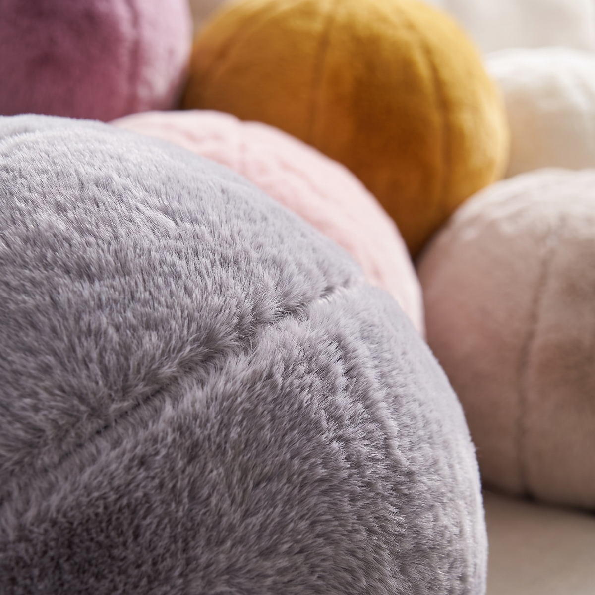 Velvet Ball Cushion – Soft Spherical Accent – fabric close-up