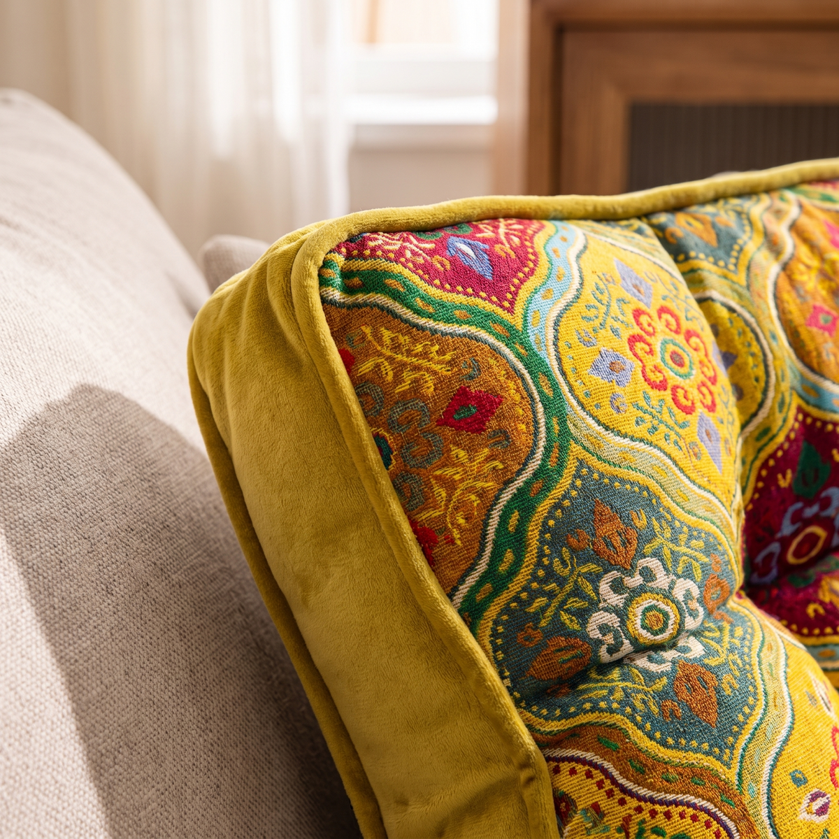 Moroccan Tie-Strap Cushion Cover – fabric close-up