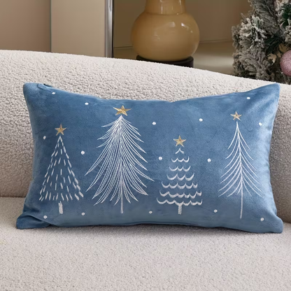 Winter Velvet Throw Pillow Cover - Hazel Blue