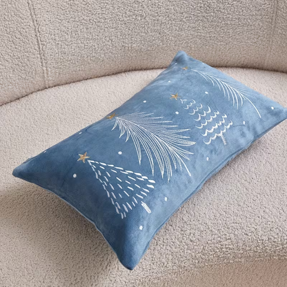 Winter Velvet Throw Pillow Cover - Hazel Blue