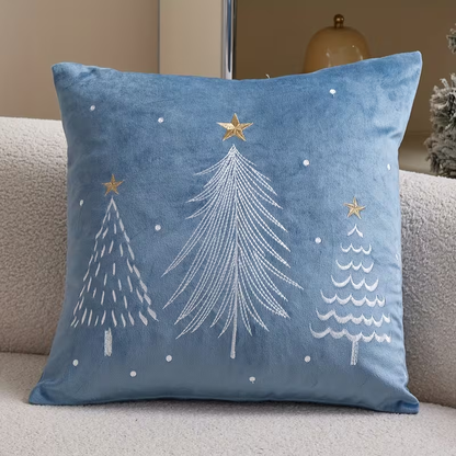 Winter Velvet Throw Pillow Cover - Hazel Blue