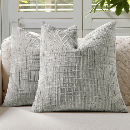 Thick Textured Slubby Couch Pillow Covers -Light Grey