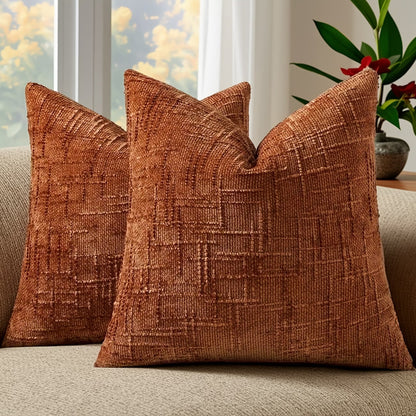Thick Textured Slubby Couch Pillow Covers - Orange