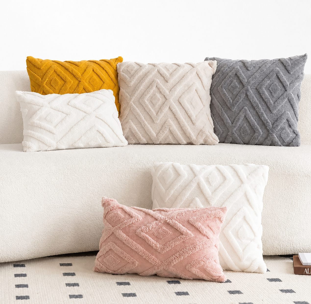 Boho Abstract Throw Pillow Cover- Yellow
