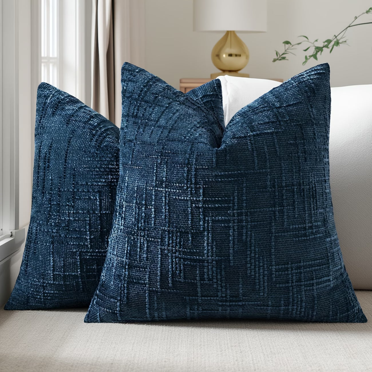 Thick Textured Slubby Couch Pillow Covers - Navy