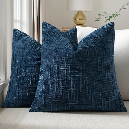 Thick Textured Slubby Couch Pillow Covers - Navy