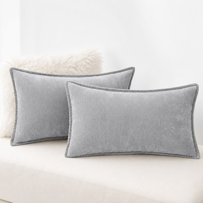 Soft Chenille Throw Pillow Covers- Grey