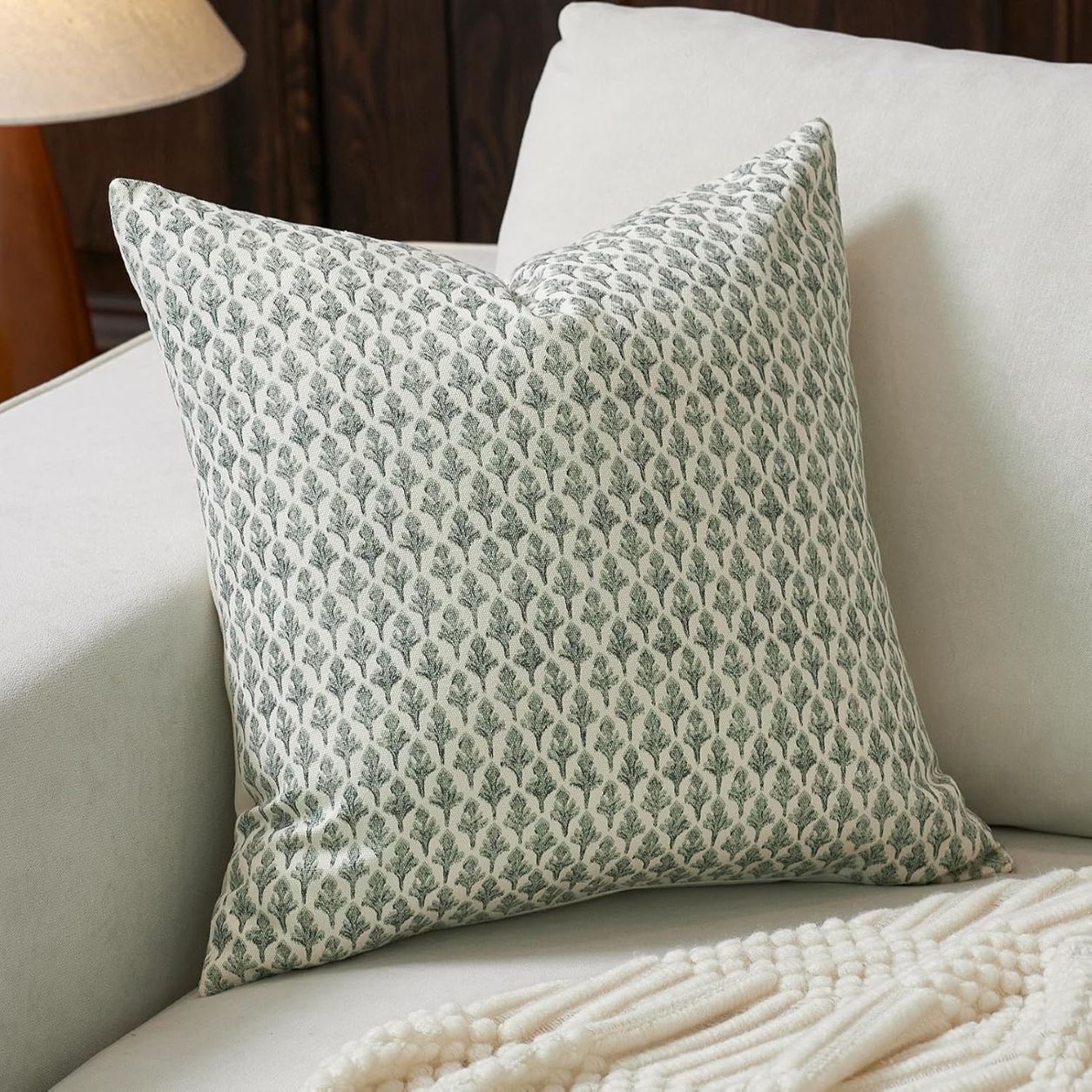 Farmhouse Style Accent Throw Pillow Cover -  Green