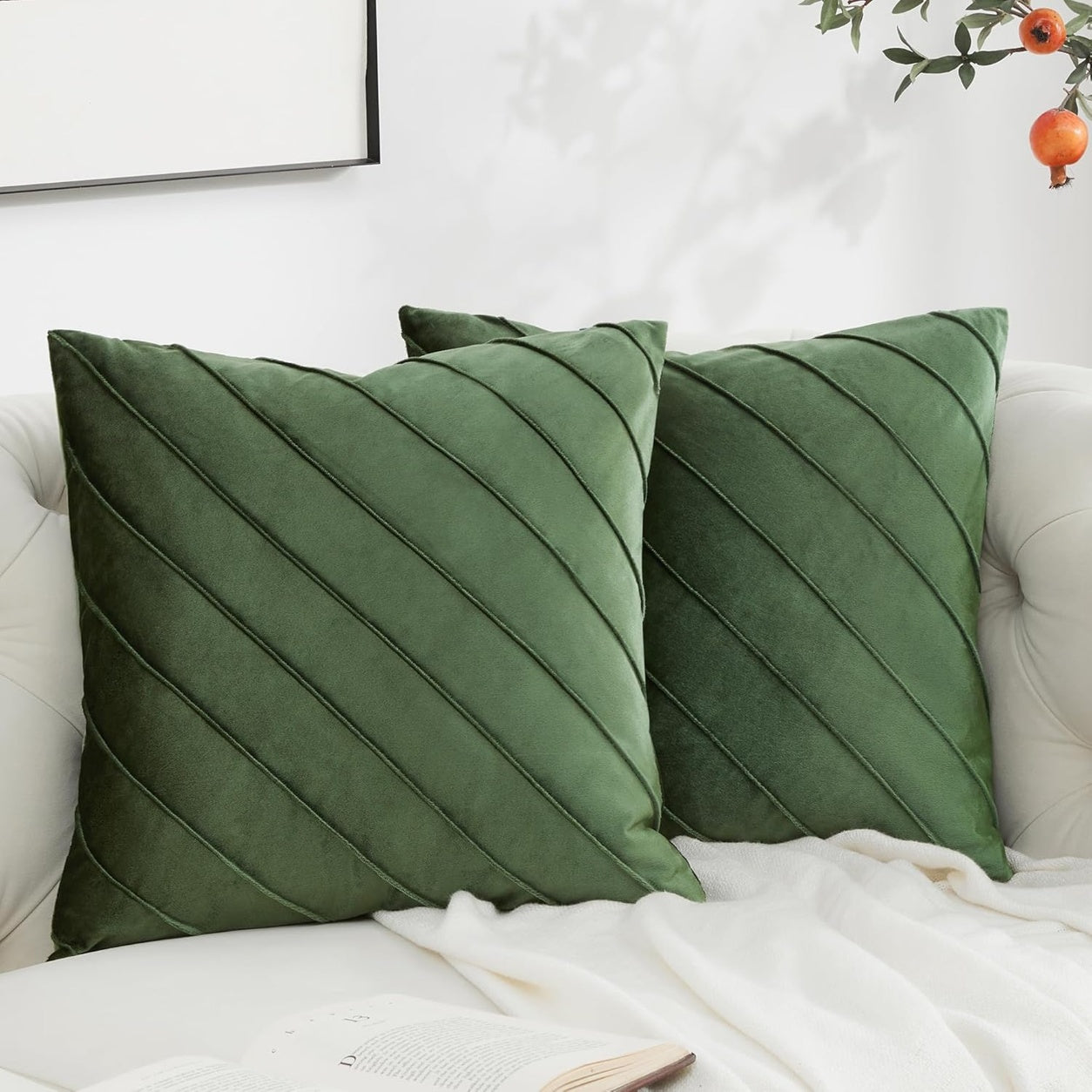 Gold Velvet Throw Pillow Cover - Olive Green