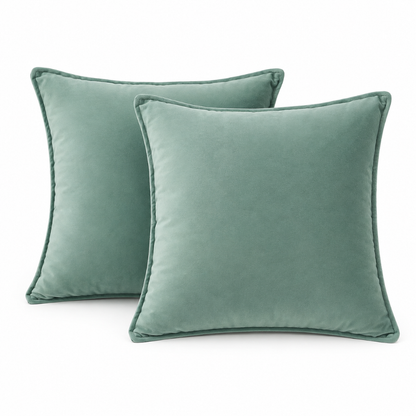 Velvet/Linen Decorative Pillow Cover- Green