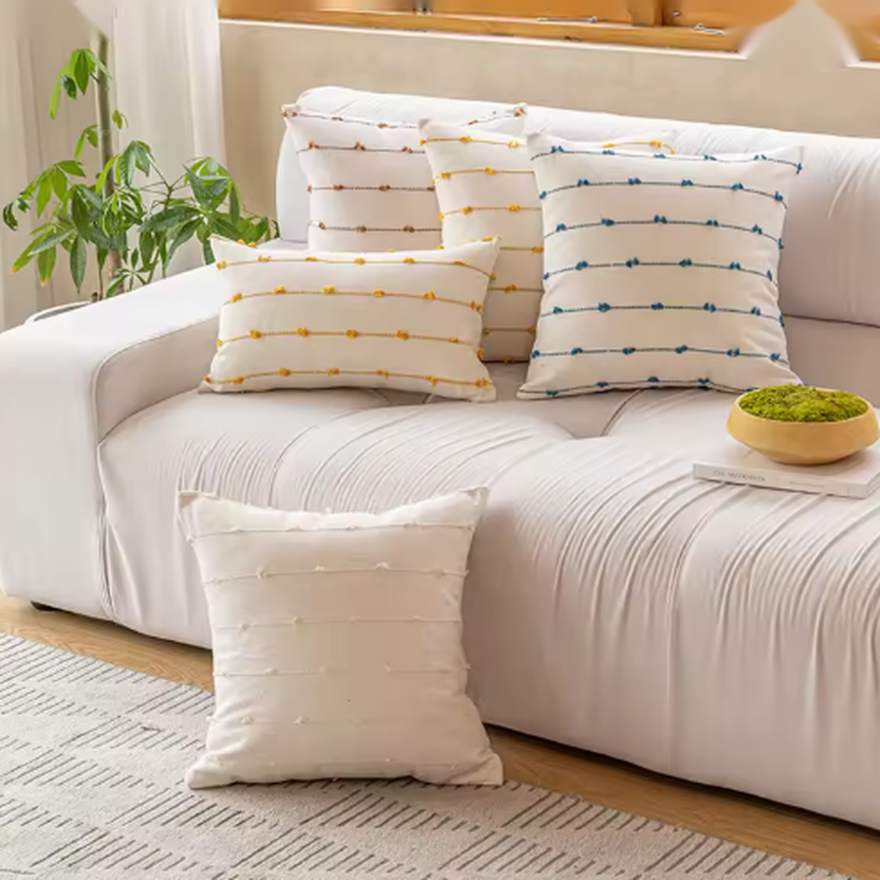 Striped Home Decor Pillow Cover - Blue