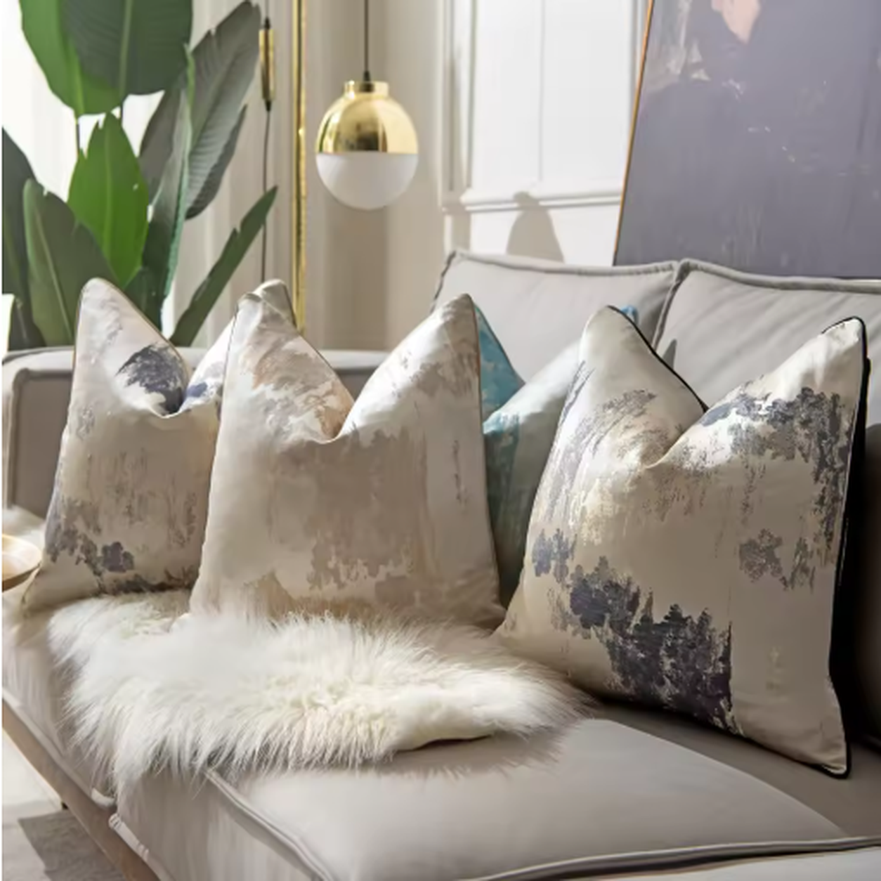 Luxury Geometric Pillow Cover Design - Blue