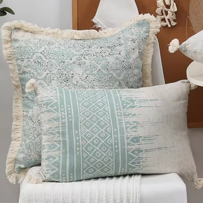 Green Tassel Vintage Pillow Cover - Green Tribal