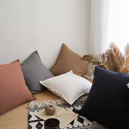 Cotton Linen Sofa Pillow Cover - Light Grey