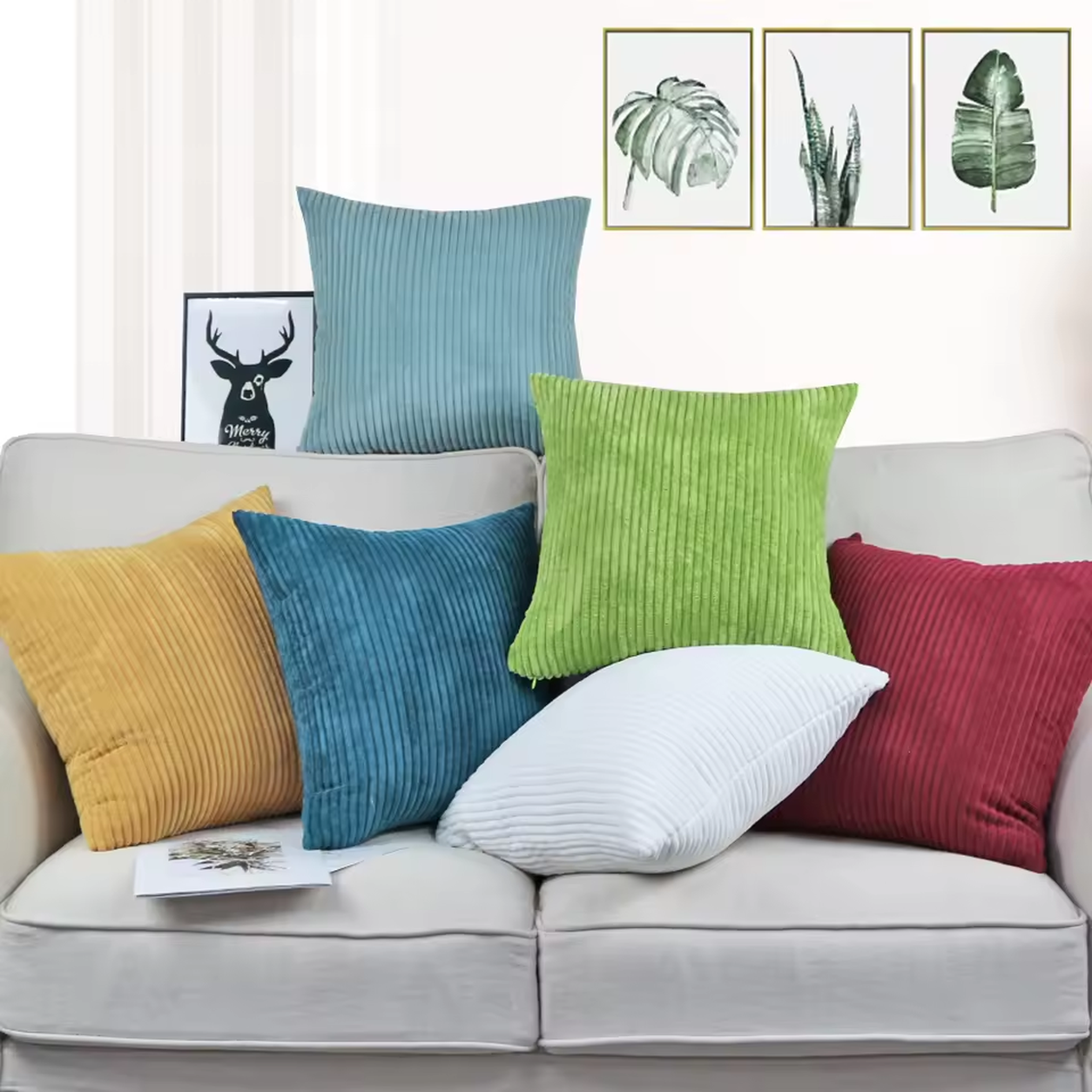 Modern Corduroy Striped Pillow Cover - Camel