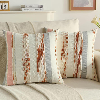 Textured Boho Chenille Pillow Cover Rust orange