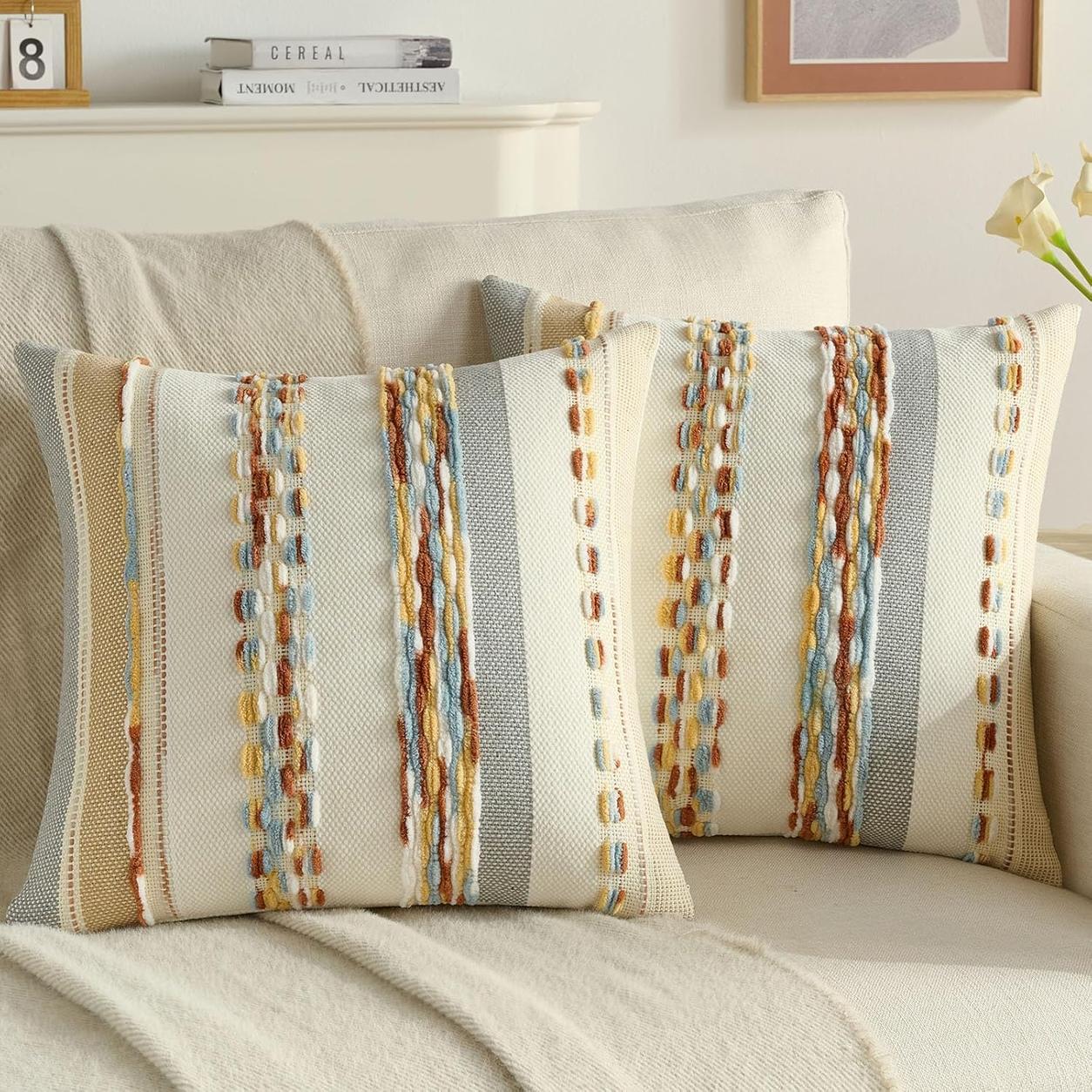 Textured Boho Chenille Pillow Cover - Yellow