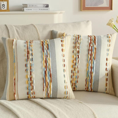 Textured Boho Chenille Pillow Cover - Yellow