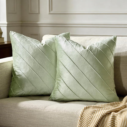Gold Velvet Throw Pillow Cover - Sage Green