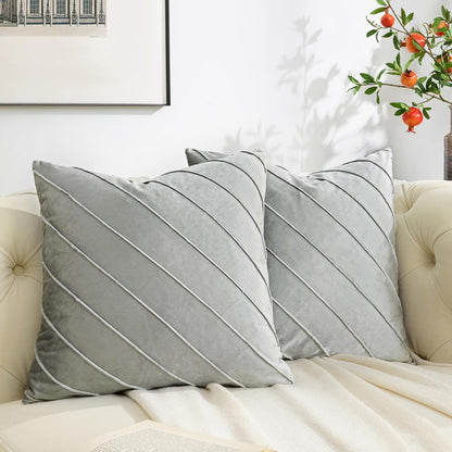 Gold Velvet Throw Pillow Cover - Grey