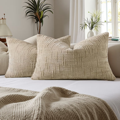Thick Textured Slubby Couch Pillow Covers - Taupe