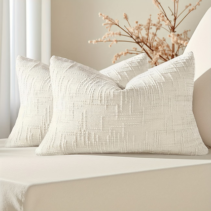 Thick Textured Slubby Couch Pillow Covers -Ivory